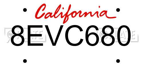 8EVC680 California License Plate