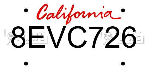 8EVC726 California License Plate