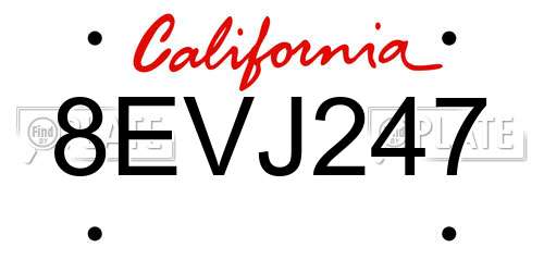 8EVJ247 California License Plate