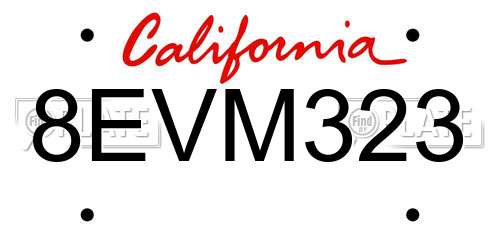 8EVM323 California License Plate