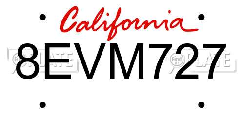 8EVM727 California License Plate