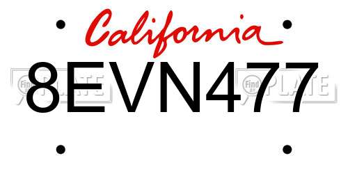 8EVN477 California License Plate