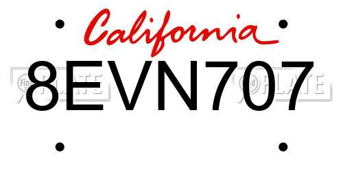 8EVN707 California License Plate