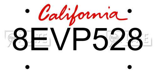 8EVP528 California License Plate