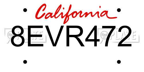 8EVR472 California License Plate