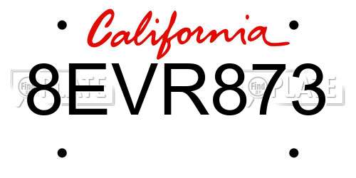 8EVR873 California License Plate