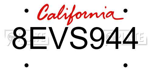 8EVS944 California License Plate