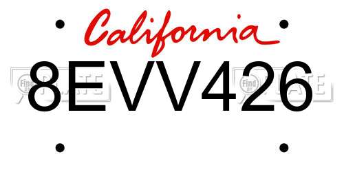 8EVV426 California License Plate