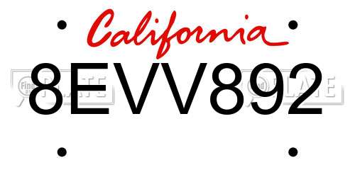 8EVV892 California License Plate