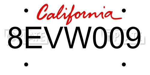 8EVW009 California License Plate