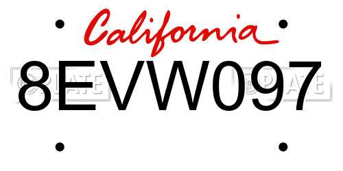 8EVW097 California License Plate