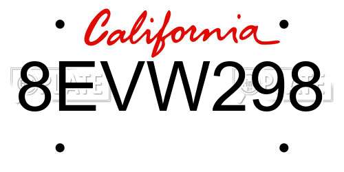 8EVW298 California License Plate