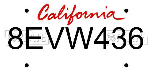 8EVW436 California License Plate