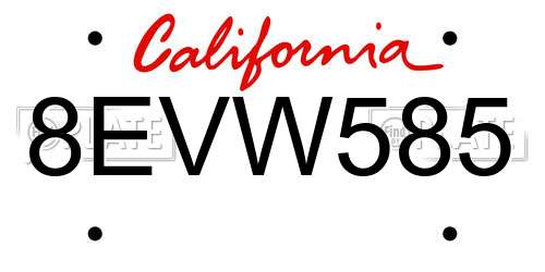8EVW585 California License Plate