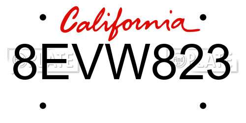 8EVW823 California License Plate