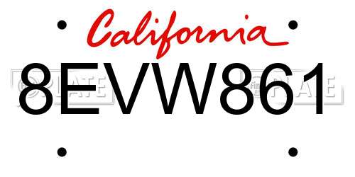 8EVW861 California License Plate