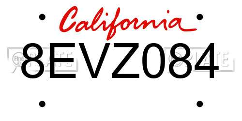 8EVZ084 California License Plate