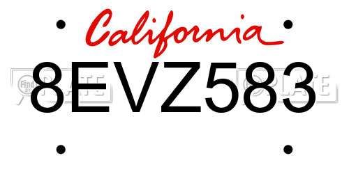 8EVZ583 California License Plate