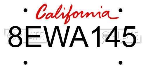8EWA145 California License Plate