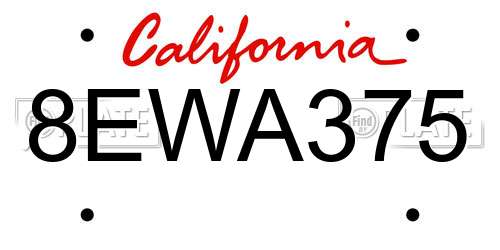 8EWA375 California License Plate