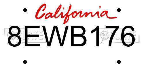 8EWB176 California License Plate