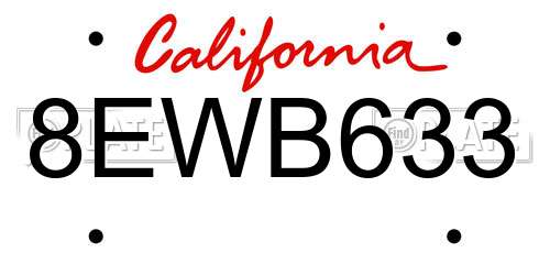 8EWB633 California License Plate