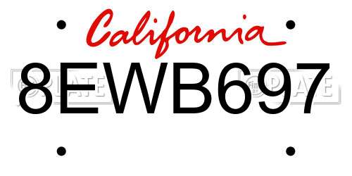 8EWB697 California License Plate
