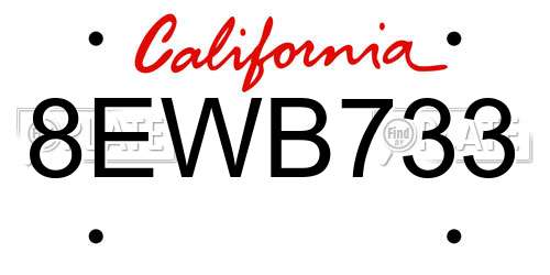 8EWB733 California License Plate