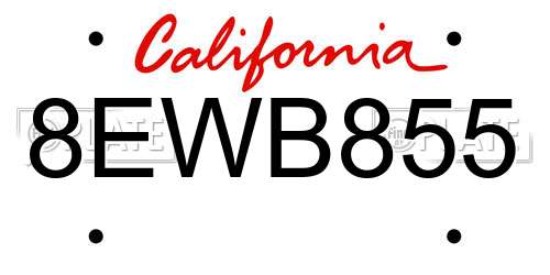 8EWB855 California License Plate