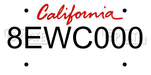 8EWC000 California License Plate