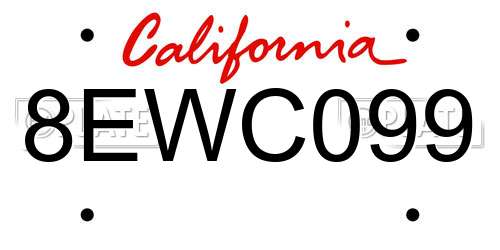 8EWC099 California License Plate