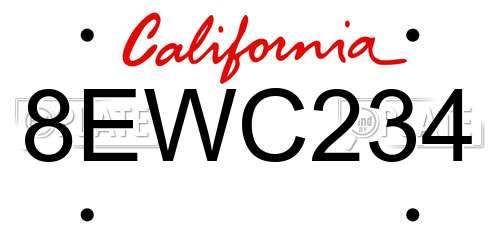 8EWC234 California License Plate