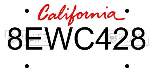 8EWC428 California License Plate