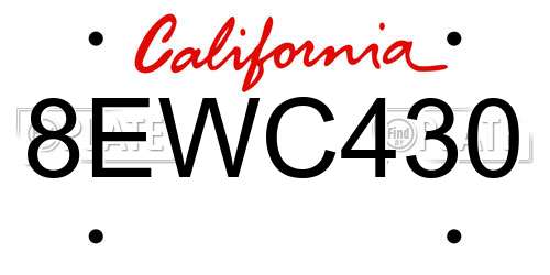 8EWC430 California License Plate