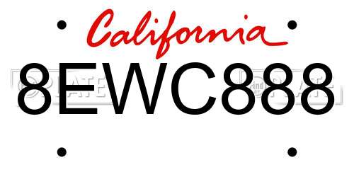 8EWC888 California License Plate