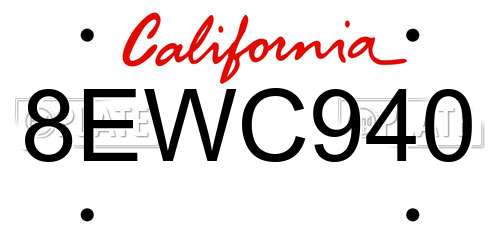 8EWC940 California License Plate