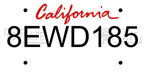 8EWD185 California License Plate
