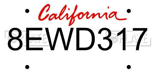 8EWD317 California License Plate