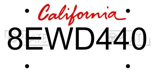 8EWD440 California License Plate