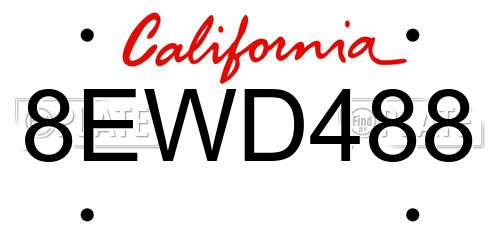 8EWD488 California License Plate