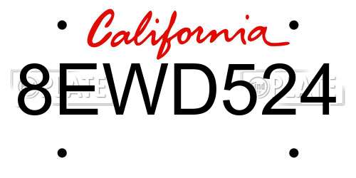 8EWD524 California License Plate