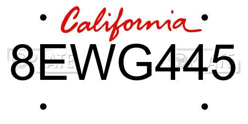 8EWG445 California License Plate