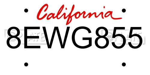 8EWG855 California License Plate