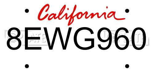 8EWG960 California License Plate