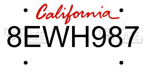 8EWH987 California License Plate