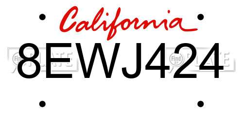8EWJ424 California License Plate
