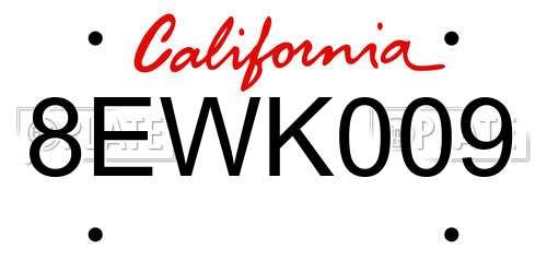 8EWK009 California License Plate
