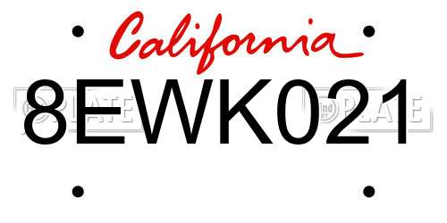 8EWK021 California License Plate