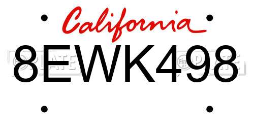 8EWK498 California License Plate