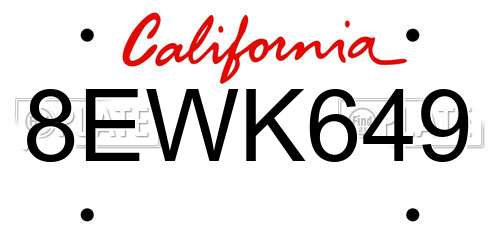 8EWK649 California License Plate